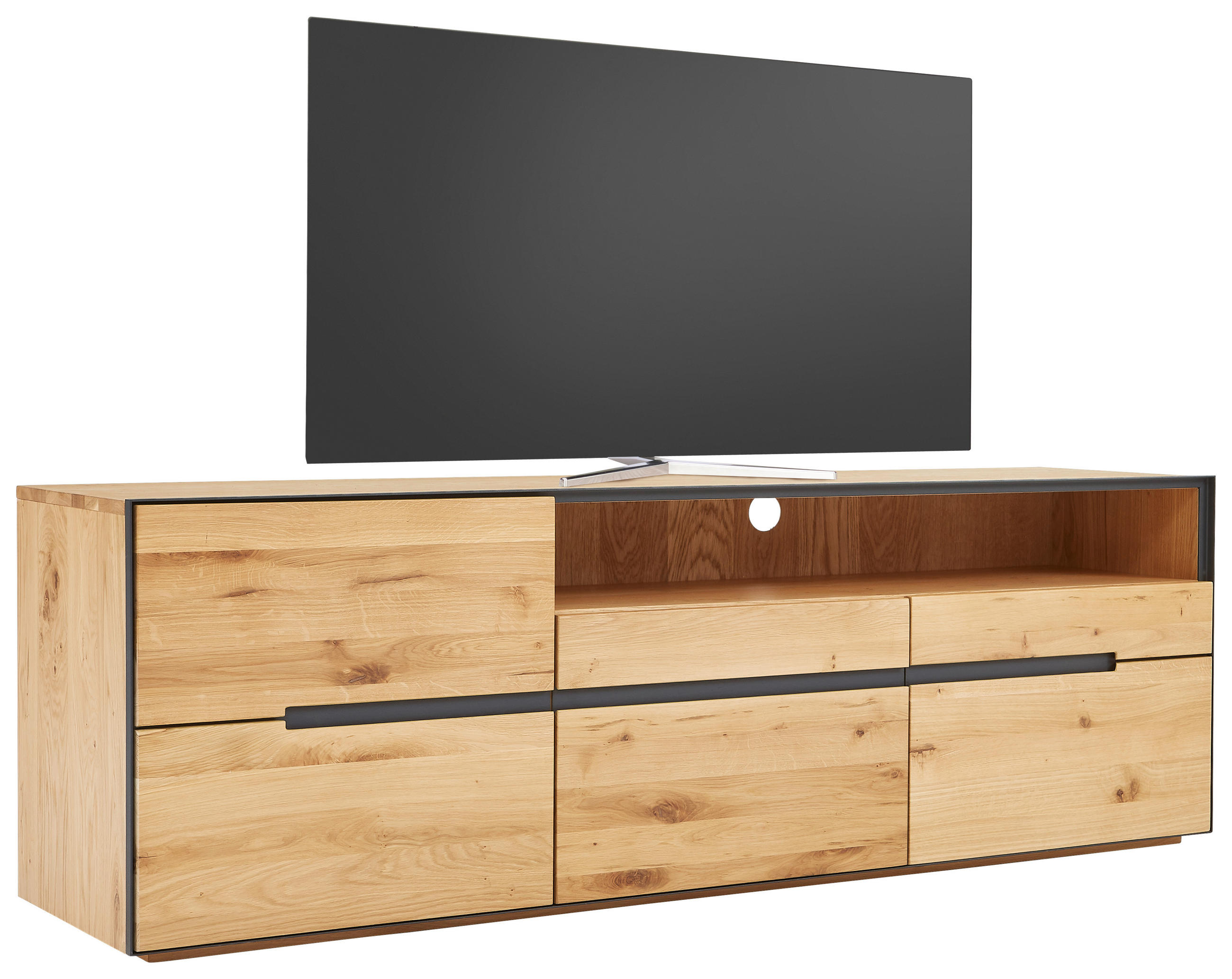 LOWBOARD 181/60/46,5 cm - Eichefarben/Anthrazit, KONVENTIONELL, Holz/Holzwerkstoff (181/60/46,5cm) - Linea Natura