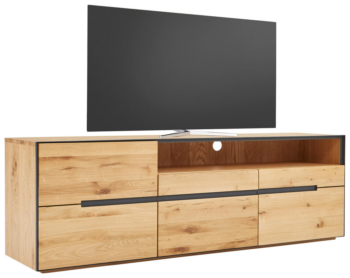 NIZKA OMARICA antracit, barve hrasta  - barve hrasta/antracit, Konvencionalno, kovina/leseni material (181/60/46,5cm) - Linea Natura