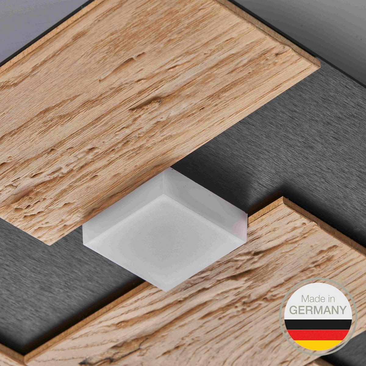 LED-DECKENLEUCHTE 662 51/51/5 cm   - Wildeiche, Natur, Metall (51/51/5cm) - Ambiente