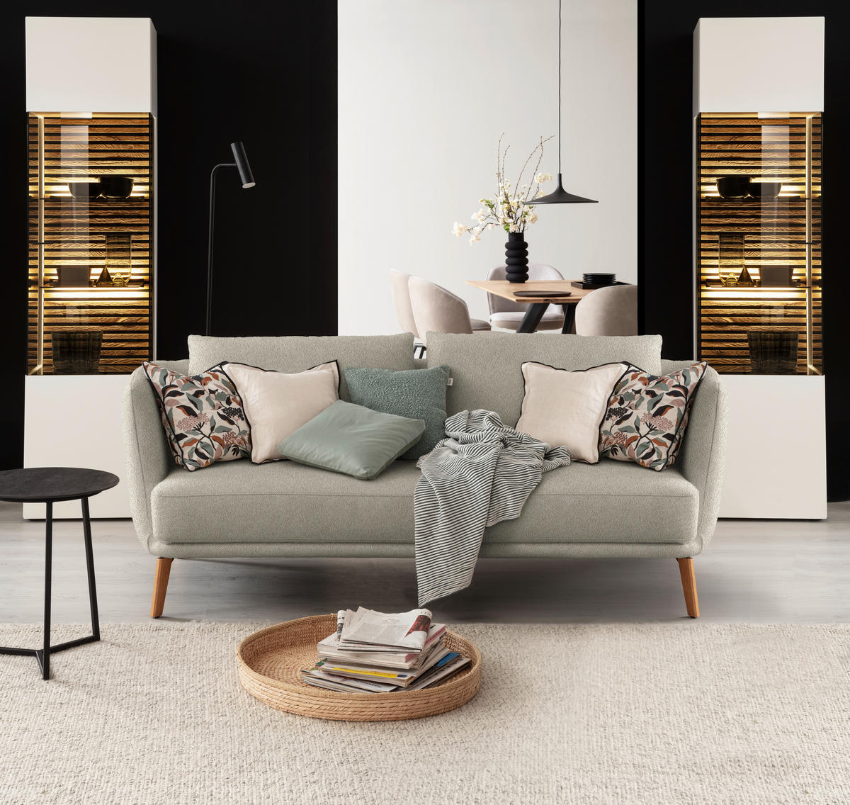 2,5-SITZER  in Flachgewebe Naturfarben  - Eichefarben/Naturfarben, Design, Holz/Textil (190/71/91cm) - Schöner Wohnen