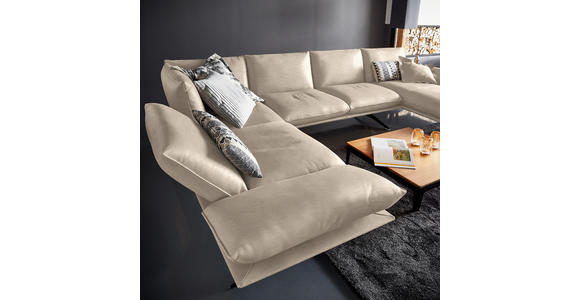 WOHNLANDSCHAFT in Echtleder Sandfarben - Sandfarben/Schwarz, Natur, Leder/Metall (217/359/155cm) - Dieter Knoll