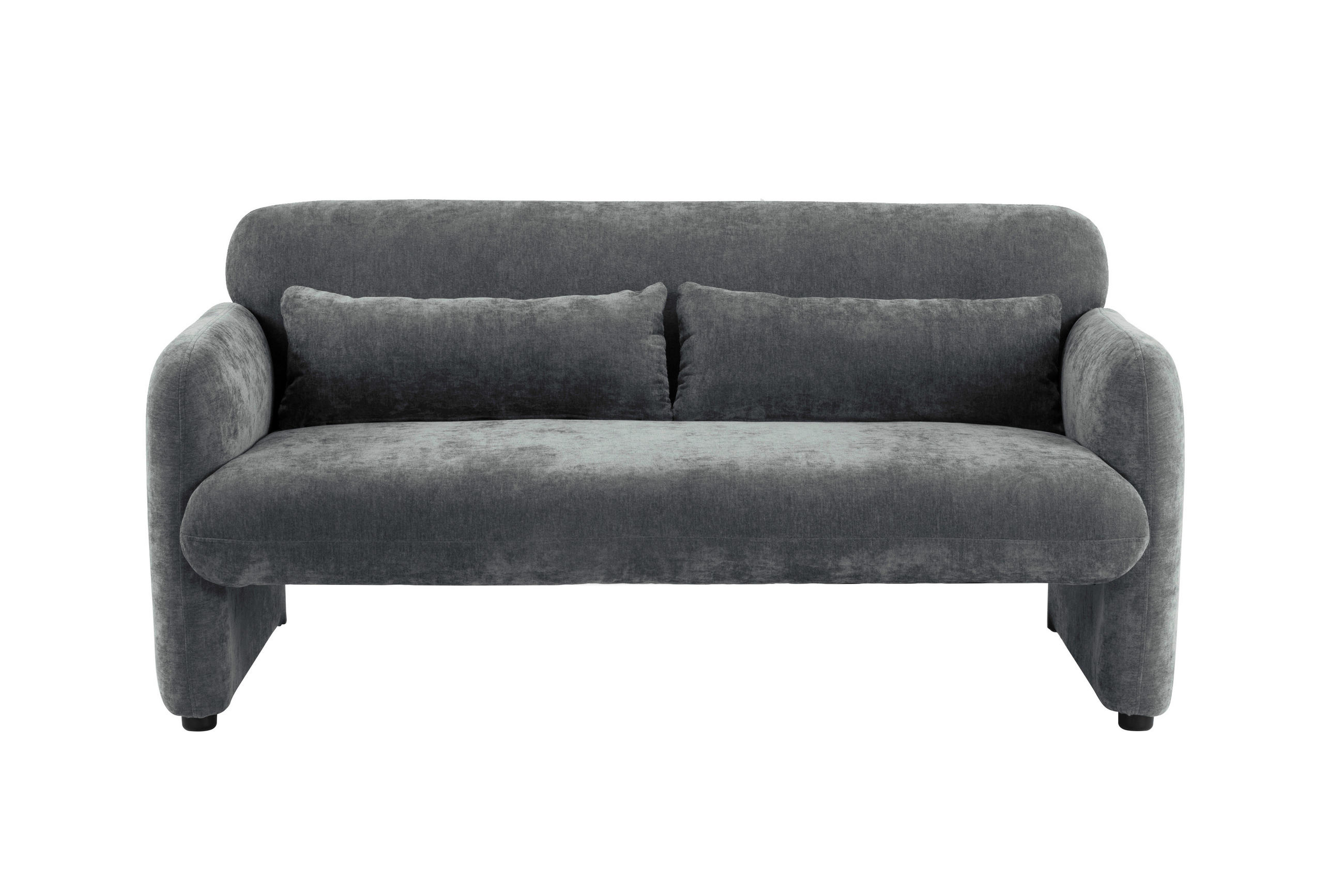 2-SITZER-SOFA MILA Samt Grau  - Schwarz/Grau, Design, Kunststoff/Textil (148/83/76cm) - MID.YOU
