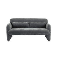 2-SITZER-SOFA MILA Samt Grau  - Schwarz/Grau, Design, Kunststoff/Textil (148/83/76cm) - MID.YOU