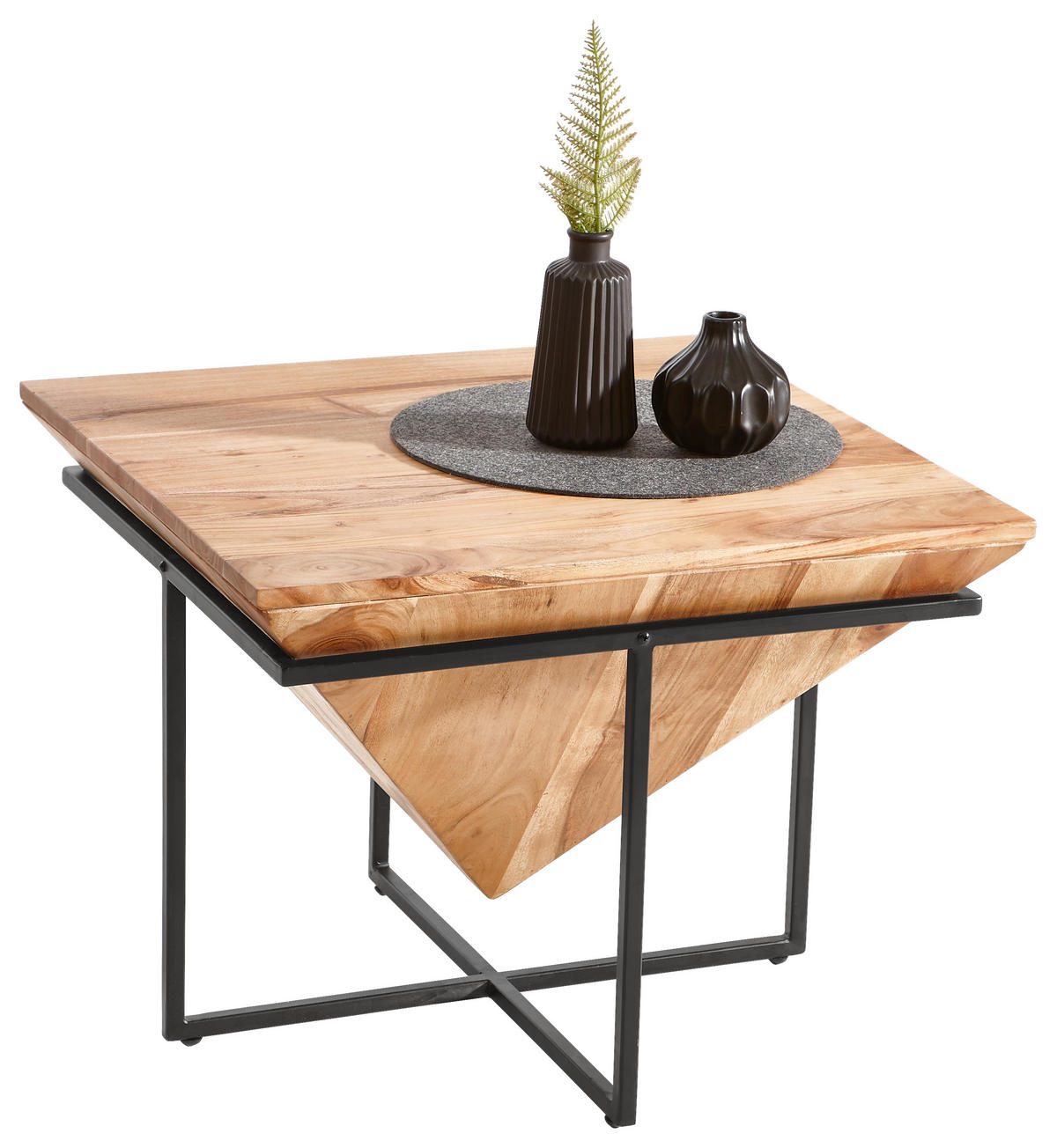 KLUB STOČIĆ  prirodna boja, crna  - prirodna boja/crna, Lajfstajl, drvo/metal (60/60/45cm) - Landscape