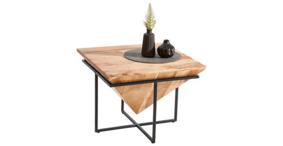 COUCHTISCH Akazie teilmassiv 60/60/45 cm quadratisch Naturfarben, Schwarz  - Schwarz/Naturfarben, LIFESTYLE, Holz/Metall (60/60/45cm) - Landscape