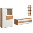 WOHNWAND  in Weiß, Eichefarben  341/205,5/54,2 cm  - Eichefarben/Weiß, Design, Glas/Holz (341/205,5/54,2cm) - Valnatura