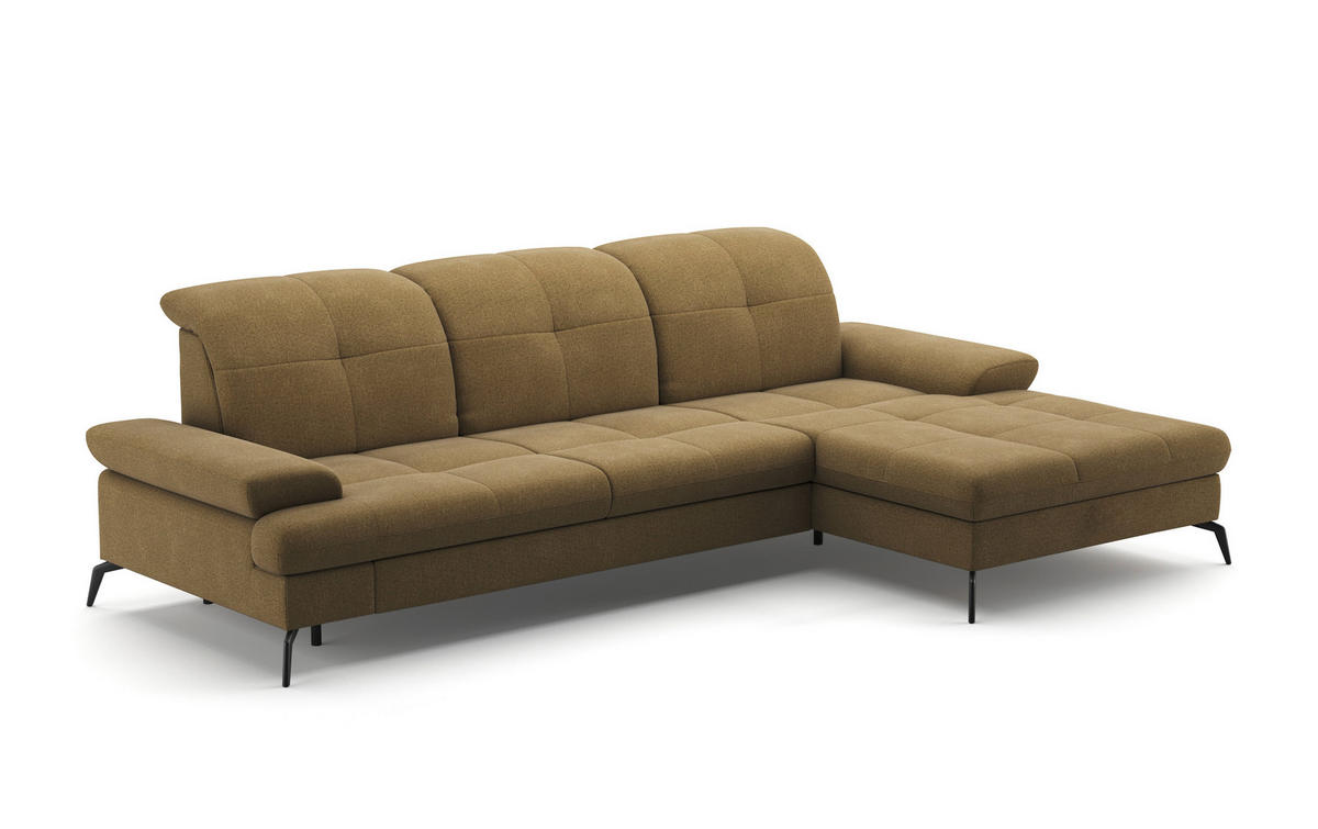 ECKSOFA in Flachgewebe Olivgrün  - Schwarz/Olivgrün, Konventionell, Textil/Metall (279/185cm) - Sit & More