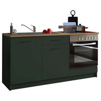 KÜCHENLEERBLOCK 160 cm   in Grün, Eichefarben  - Eichefarben/Schwarz, KONVENTIONELL, Holzwerkstoff/Kunststoff (160cm) - Xora