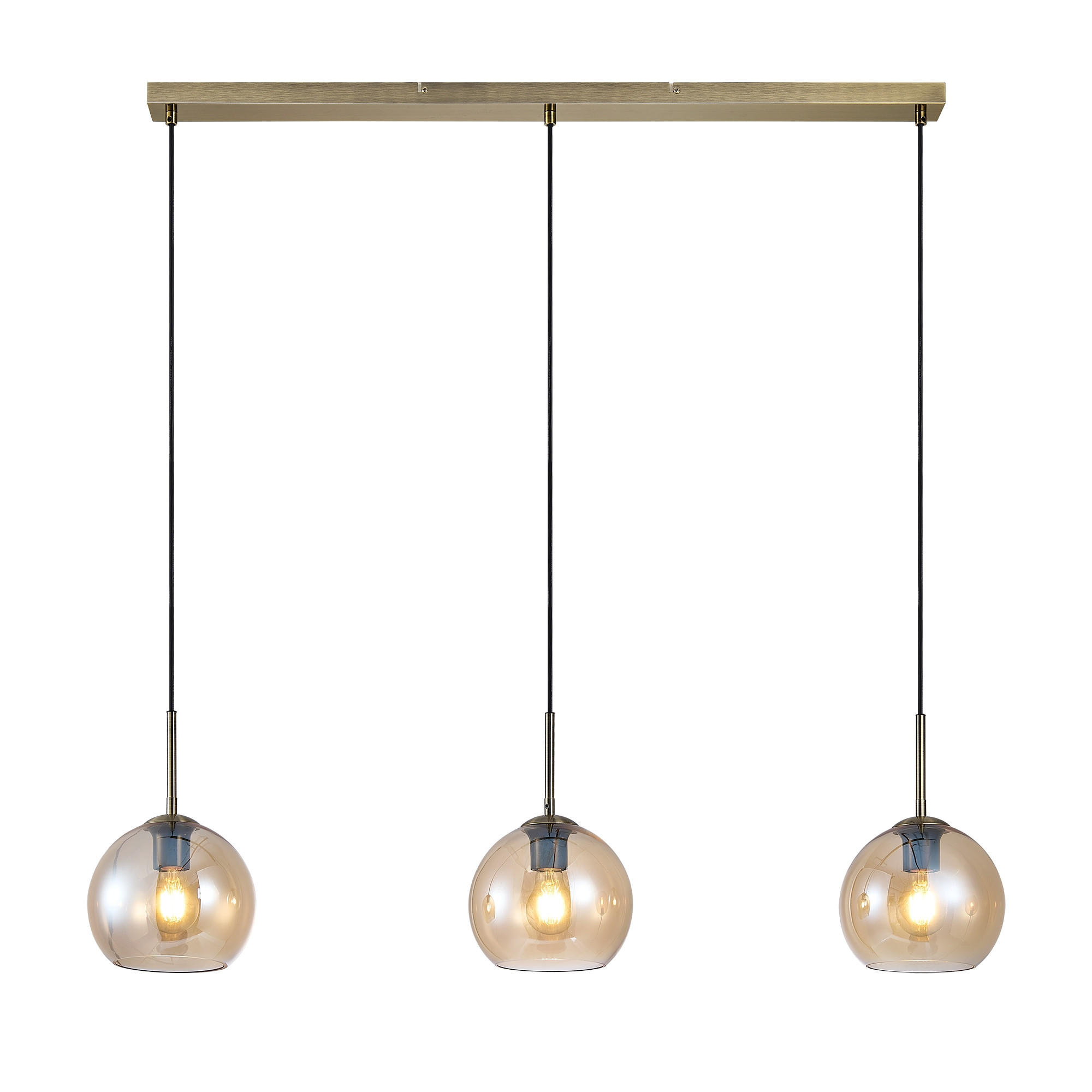 HÄNGELEUCHTE Leonie 110/20/150 cm   - Bernsteinfarben, Basics, Glas/Metall (110/20/150cm) - Novel