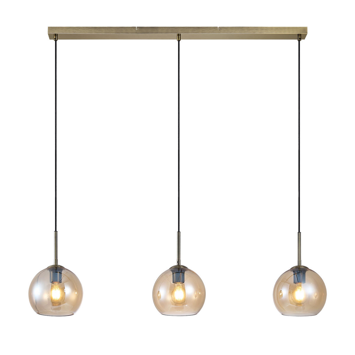HÄNGELEUCHTE Leonie 110/20/150 cm   - Bernsteinfarben, Basics, Glas/Metall (110/20/150cm) - Novel