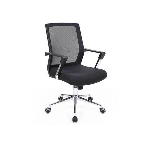 DREHSTUHL Netzbespannung, Webstoff Schwarz, Chromfarben  - Chromfarben/Schwarz, Basics, Kunststoff/Textil (61/102/55cm) - Boxxx
