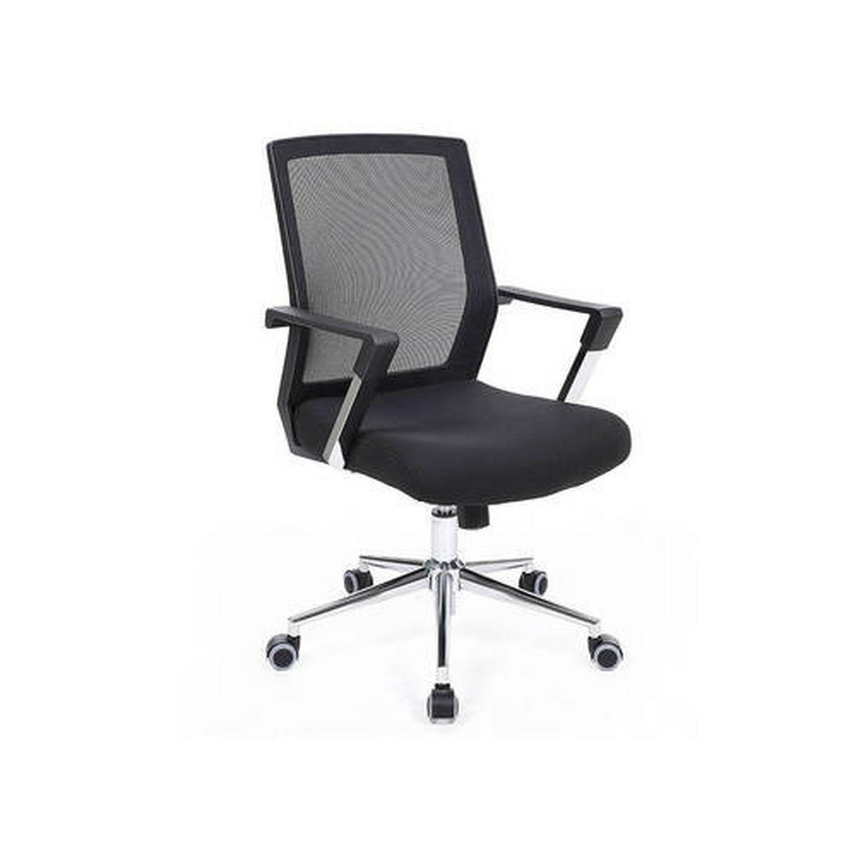 DREHSTUHL  in Netzbespannung, Webstoff Schwarz, Chromfarben  - Chromfarben/Schwarz, Basics, Kunststoff/Textil (61/102/55cm) - Boxxx
