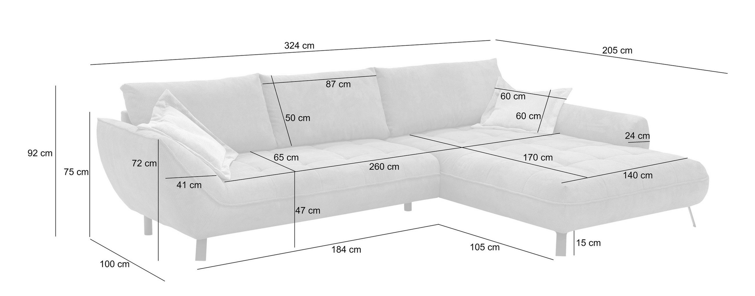 Thumbnail - Livetastic Ecksofa Biarritz, Beige, Hellbraun, Textil, 3-Sitzer, Füllung: Silikon, Schaumstoffflocken,Schaumstoff, Ottom...