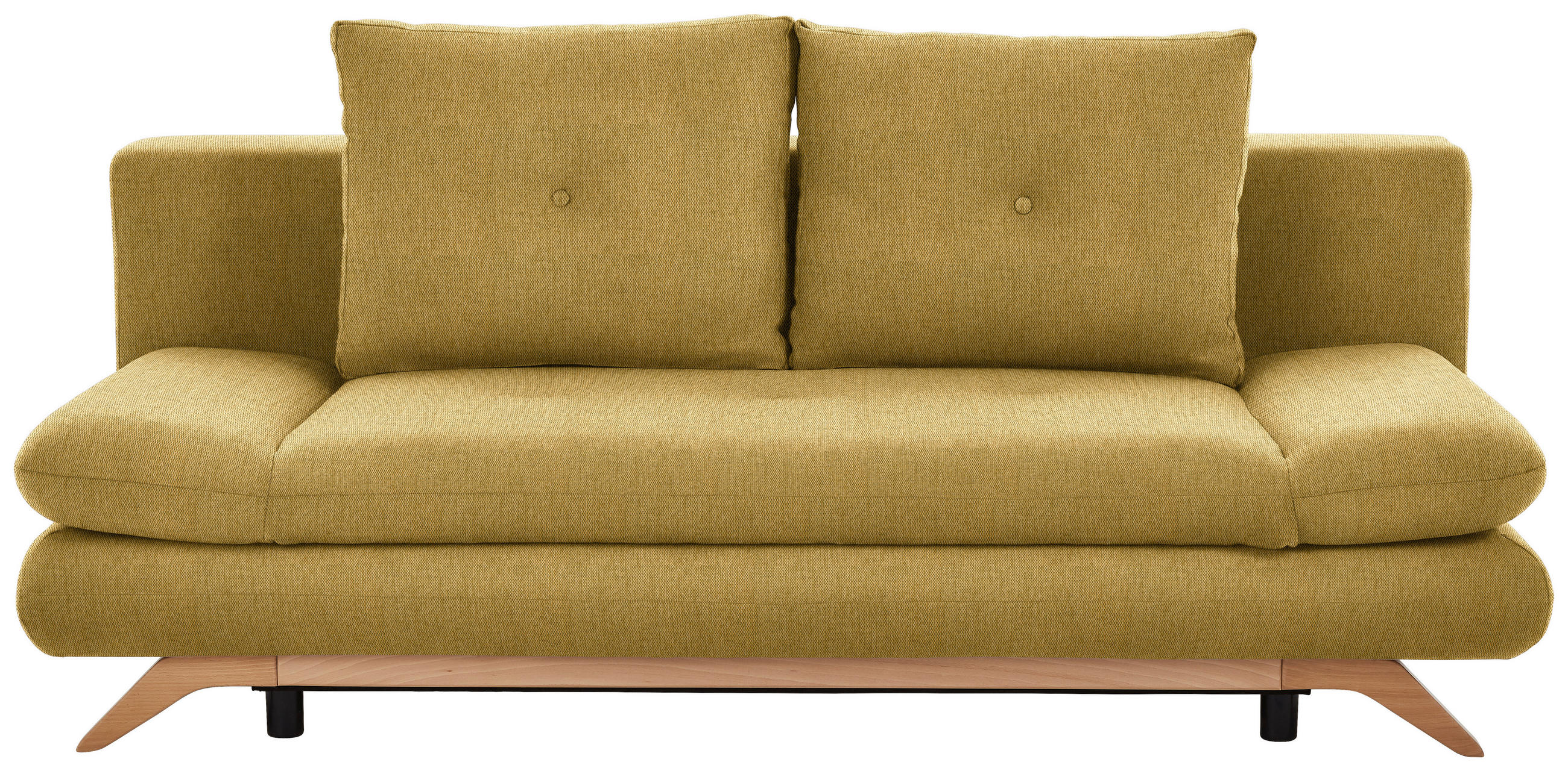 SCHLAFSOFA Webstoff Gelb  - Gelb/Buchefarben, KONVENTIONELL, Holz/Textil (205/86/94cm) - Carryhome