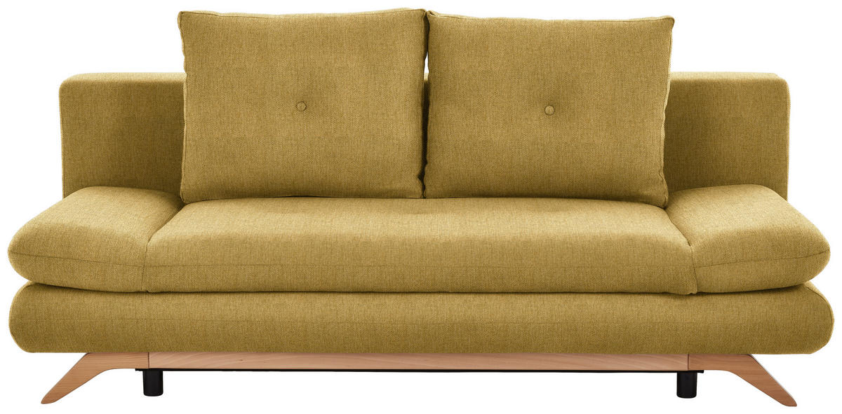 SCHLAFSOFA Webstoff Gelb  - Gelb/Buchefarben, KONVENTIONELL, Holz/Textil (205/86/94cm) - Carryhome