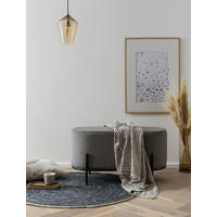 HOCKER Cord Grau  - Schwarz/Grau, MODERN, Textil/Metall (80/42/40cm) - Livetastic