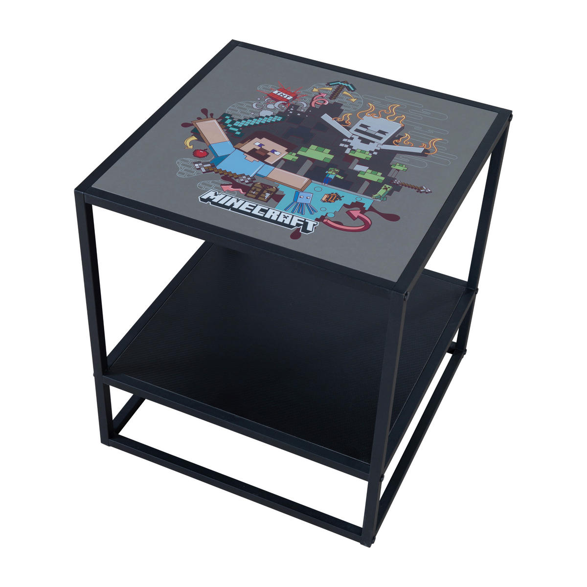 BEISTELLTISCH in Metall, Holzwerkstoff 45/45/48 cm  - Schwarz, MODERN, Holzwerkstoff/Metall (45/45/48cm) - Minecraft
