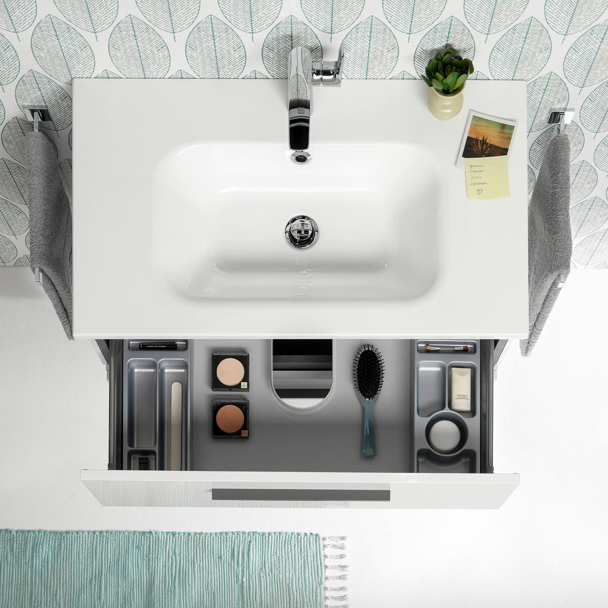 BADEZIMMER 3-teilig  in 81 cm  - Weiß/Grau, Design, Glas/Holzwerkstoff (81cm) - Musterring