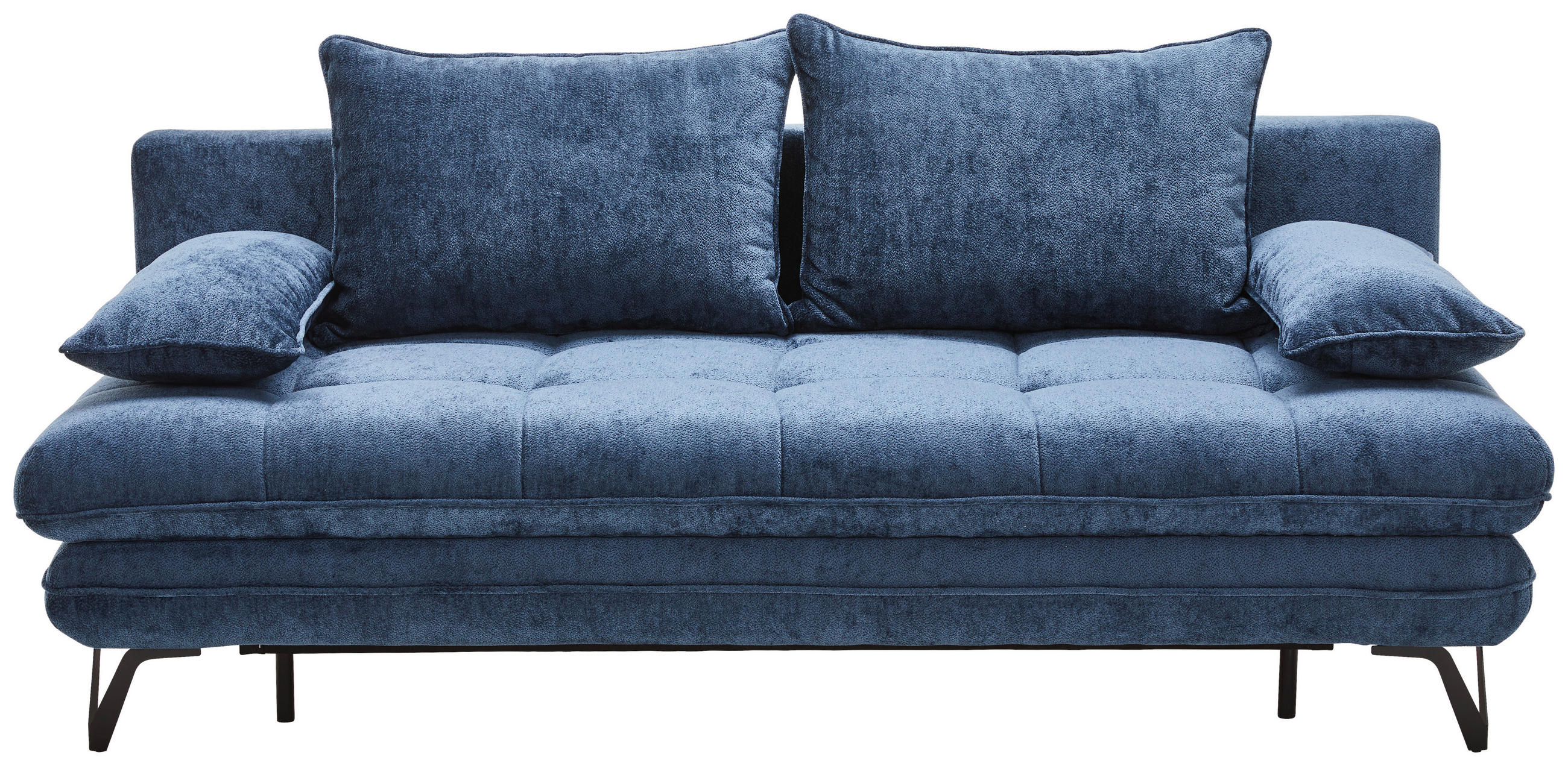 SCHLAFSOFA Samt Dunkelblau  - Schwarz/Dunkelblau, Design, Textil/Metall (205/79-96/95cm) - Novel