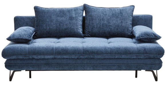 SCHLAFSOFA Samt Dunkelblau - Schwarz/Dunkelblau, Design, Textil/Metall (205/79-96/95cm) - Novel