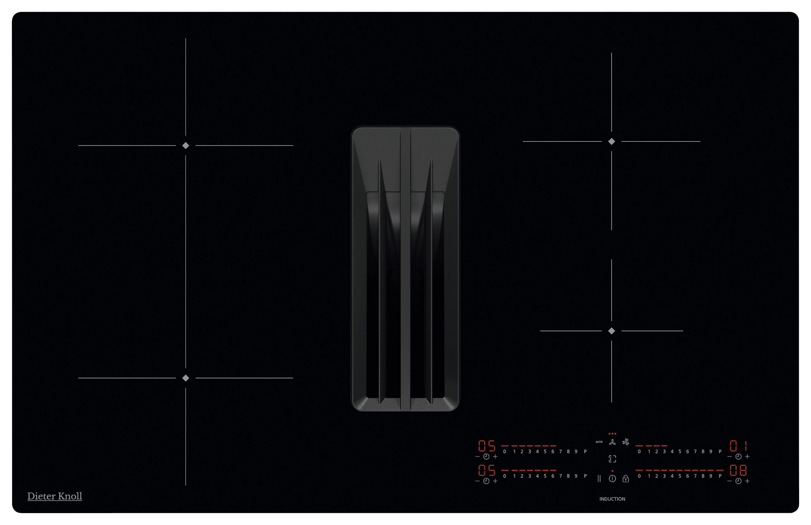 KOCHFELD-DUNSTABZUG-KOMBI DKEX8050IB  - Schwarz, Basics, Glas/Metall (80/23/51cm) - Dieter Knoll