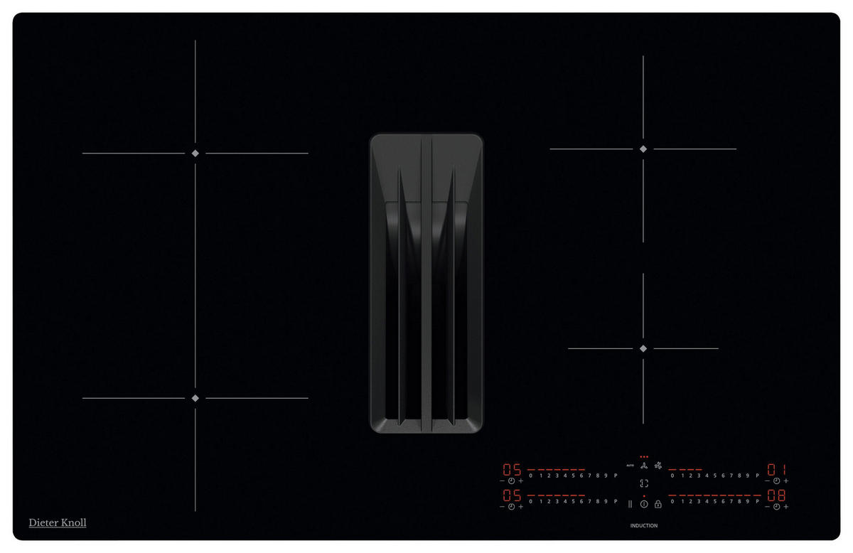KOCHFELD-DUNSTABZUG-KOMBI DKEX8050IB  - Schwarz, Basics, Glas/Metall (80/23/51cm) - Dieter Knoll