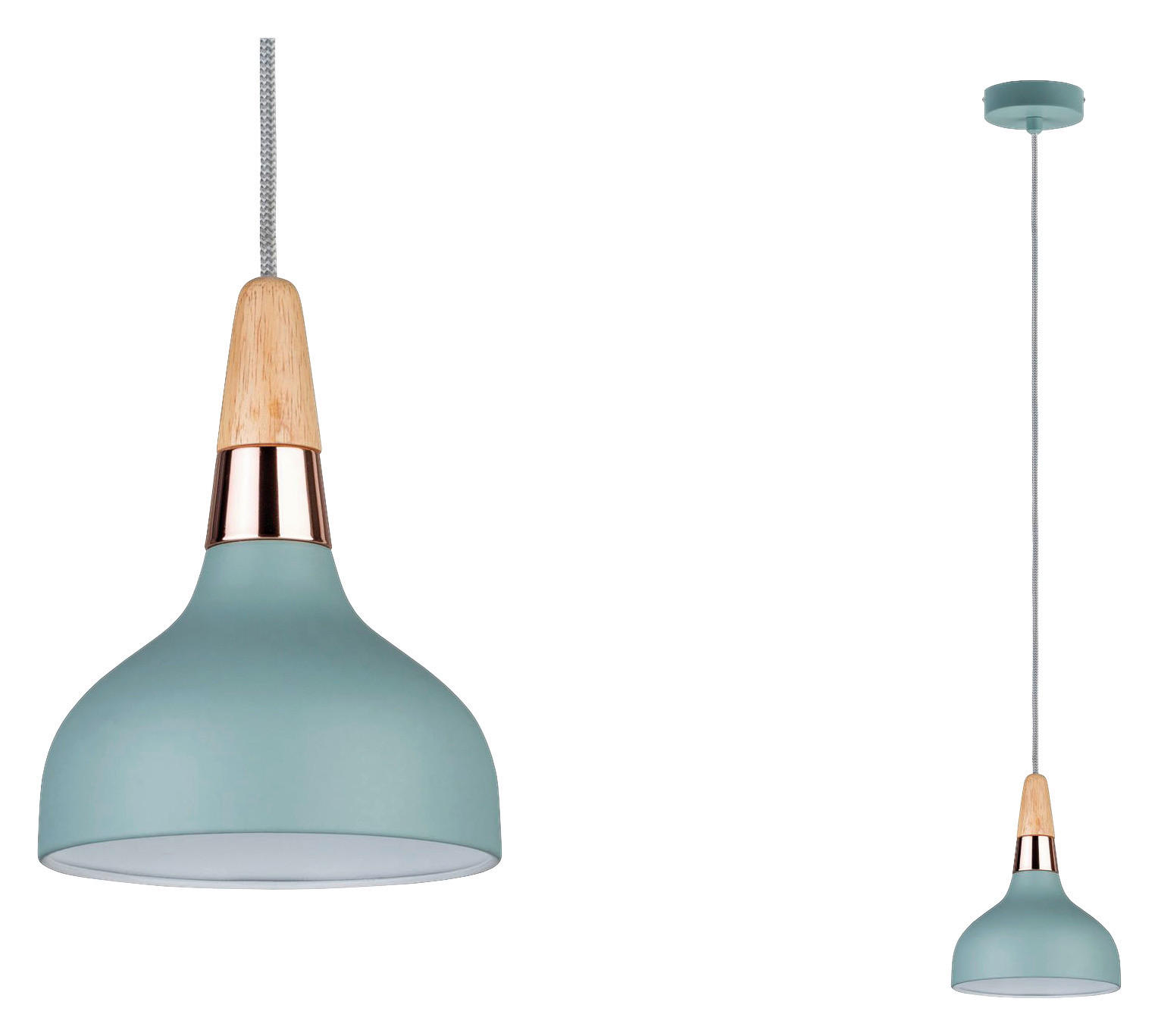 HÄNGELEUCHTE JUNA 16/172,5 cm   - Mintgrün/Kupferfarben, Design, Holz/Metall (16/172,5cm) - Paulmann