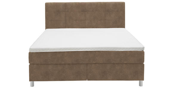 BOXSPRINGBETT 180/200 cm  in Braun  - Chromfarben/Braun, KONVENTIONELL, Kunststoff/Textil (180/200cm) - Voleo