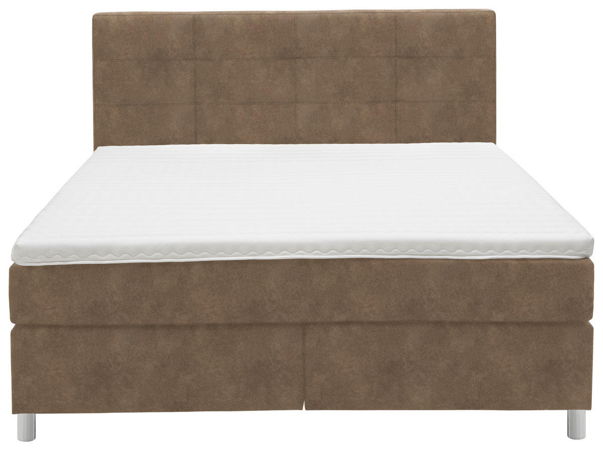 BOXSPRINGBETT 180/200 cm  in Braun  - Chromfarben/Braun, Konventionell, Kunststoff/Textil (180/200cm) - Voleo