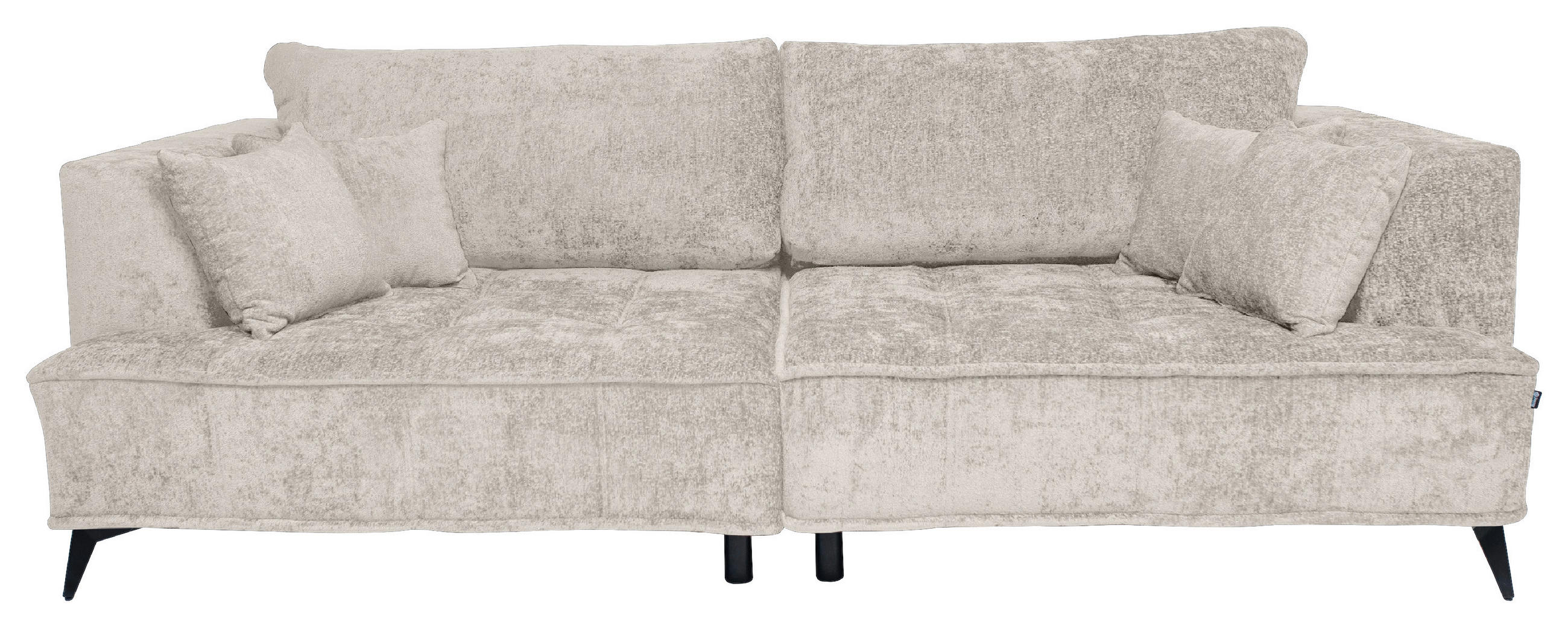 BIGSOFA Chenille Creme  - Creme/Schwarz, Design, Textil/Metall (250/90/120cm) - home24