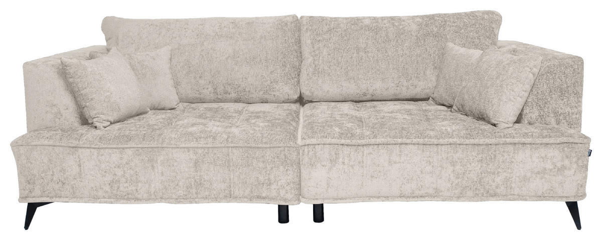 BIGSOFA Chenille Creme  - Creme/Schwarz, Design, Textil/Metall (250/90/120cm) - home24