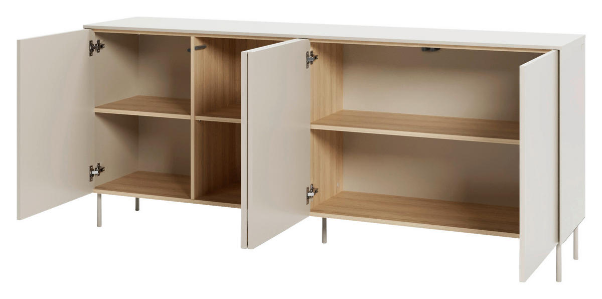 SIDEBOARD 195/83/41 cm Eichefarben, Kaschmir  195/83/41 cm  - Kaschmir/Eichefarben, MODERN, Glas/Holzwerkstoff (195/83/41cm) - Carryhome