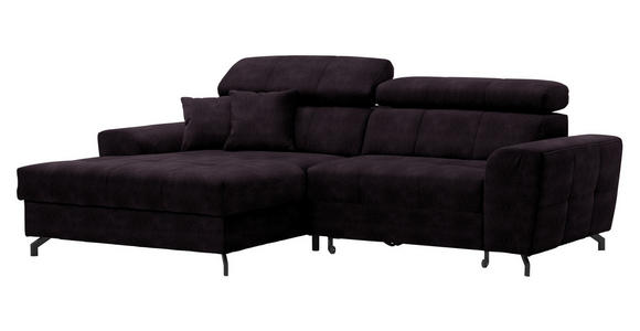 ECKSOFA in Velours Aubergine - Aubergine/Schwarz, Design, Textil/Metall (181/267cm) - Carryhome