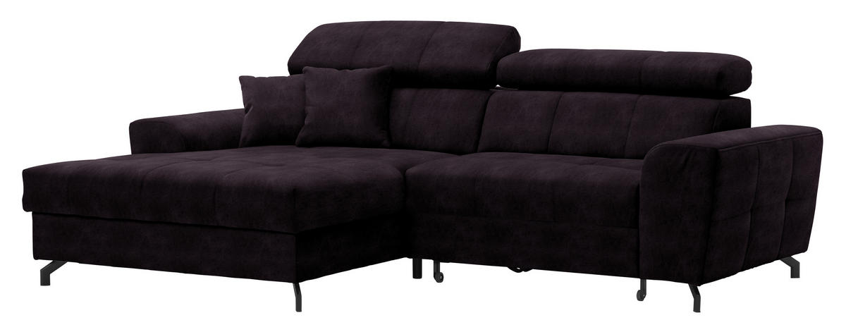 SAROKKANAPÉ textil padlizsán  - fekete/padlizsán, Design, textil/fém (181/267cm) - Carryhome