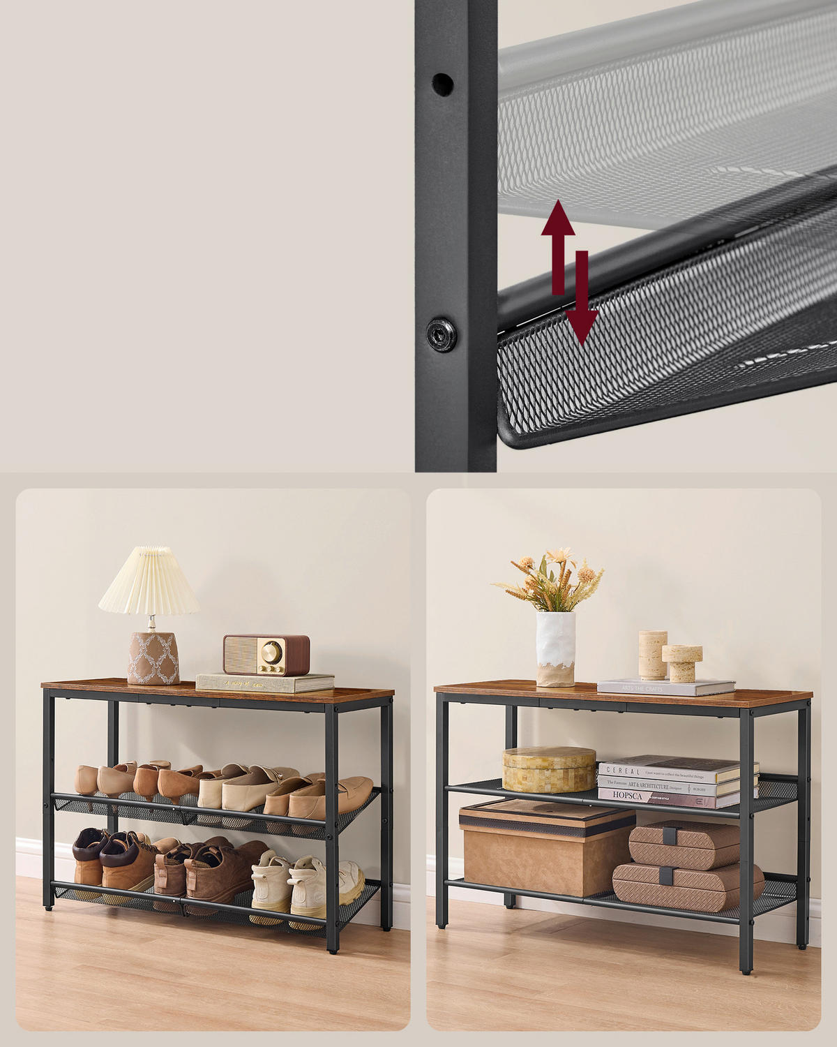 SCHUHREGAL Braun, Schwarz  - Schwarz/Braun, Trend, Holzwerkstoff/Metall (75/53/28cm) - Boxxx