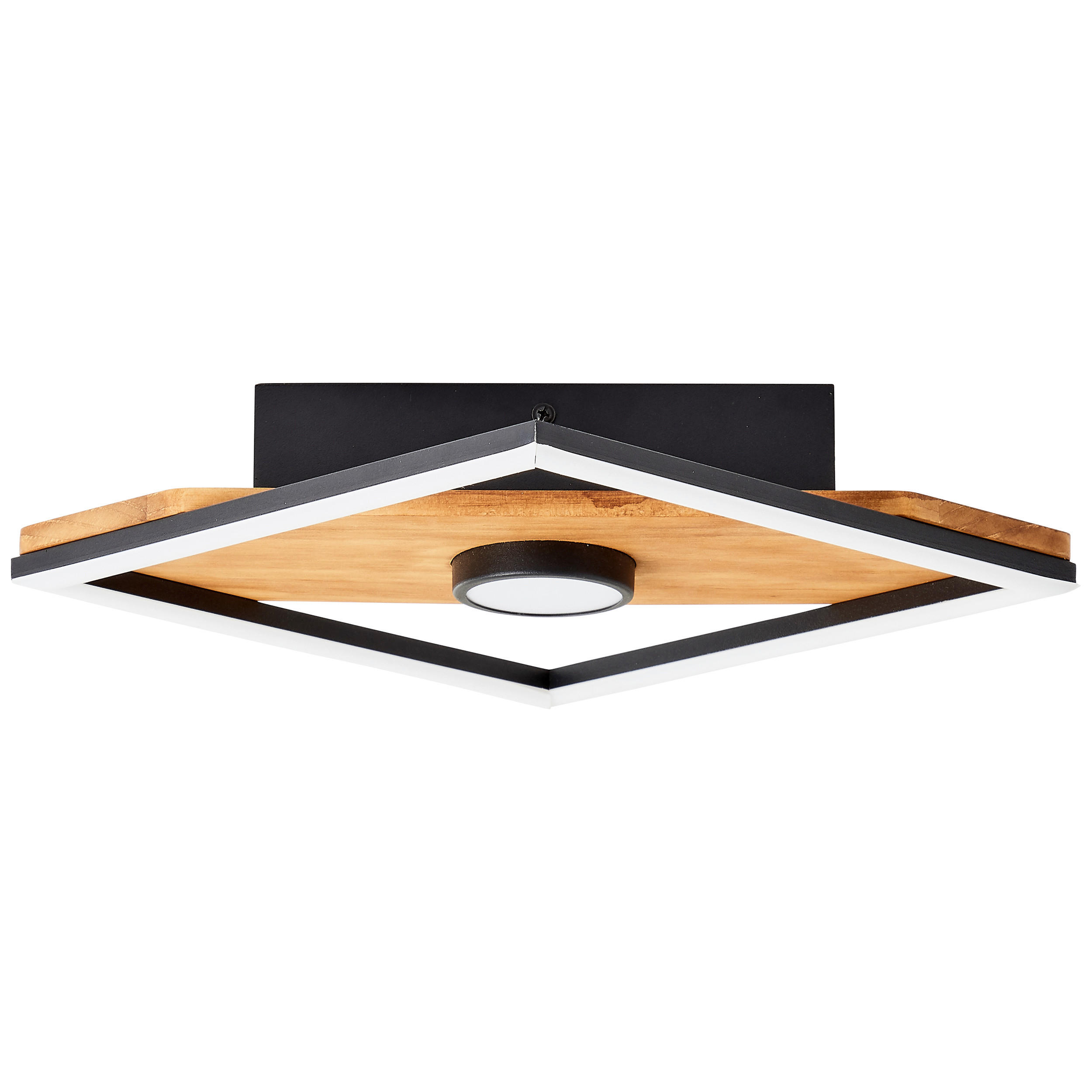 LED-DECKENLEUCHTE Woodbridge 25/25/6,2 cm   - Schwarz/Braun, Design, Holz/Kunststoff (25/25/6,2cm) - Brilliant