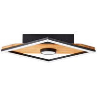 LED-DECKENLEUCHTE 25/25/6,2 cm   - Schwarz/Braun, Design, Holz/Kunststoff (25/25/6,2cm) - Brilliant