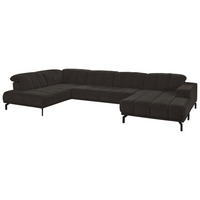 WOHNLANDSCHAFT in Velours Dunkelbraun  - Dunkelbraun/Schwarz, Design, Textil/Metall (219/383/195cm) - Beldomo Style