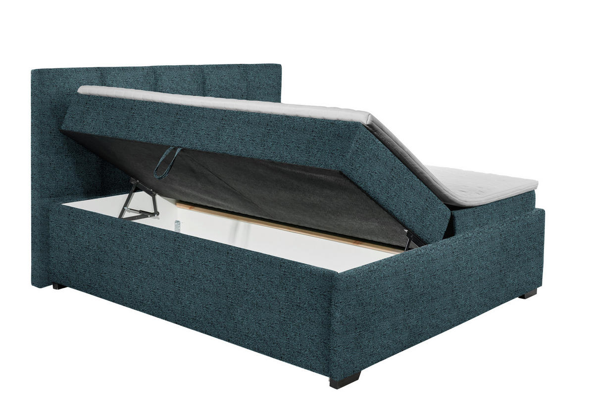 POLSTERBETT Matratze, Bettkasten, Topper Blau 180/200 cm  - Blau/Graphitfarben, KONVENTIONELL, Kunststoff/Textil (180/200cm) - Esposa