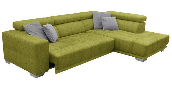 ECKSOFA in Chenille Hellgrün  301/207 cm  - Chromfarben/Hellgrün, Design, Textil (301/207cm) - Xora