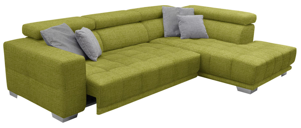 ECKSOFA in Chenille Hellgrün  - Chromfarben/Hellgrün, Design, Textil (301/207cm) - Xora