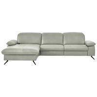 ECKSOFA  Echtleder Silberfarben  - Silberfarben/Schwarz, Design, Leder/Metall (169/307cm) - Beldomo Premium