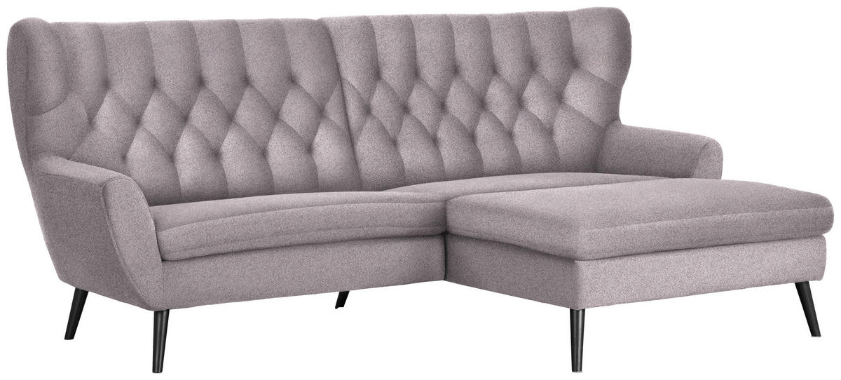 ECKSOFA in Flachgewebe Grau, Lila  - Lila/Schwarz, Design, Holz/Textil (237/165cm) - Stylife