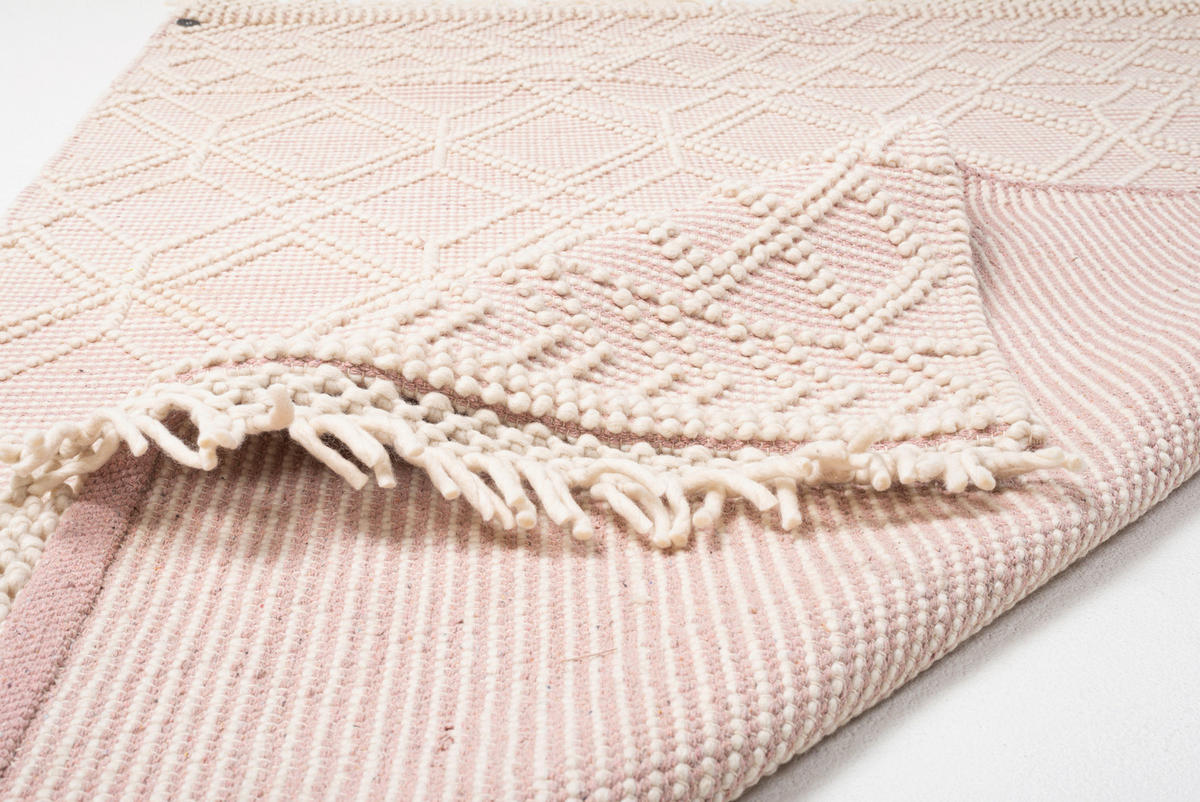 HANDWEBTEPPICH 65/135 cm Colored Macrame - Three  - Rosa, Design, Textil (65/135cm) - Tom Tailor