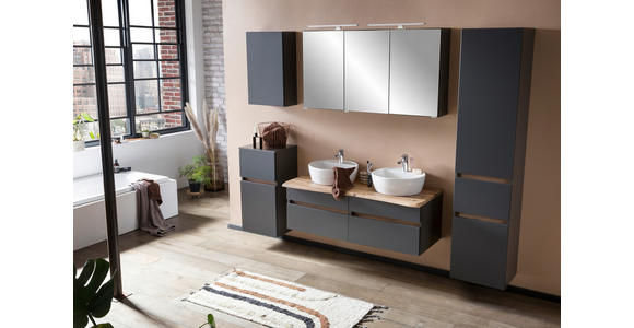 HOCHSCHRANK 40/180/35 cm - Silberfarben/Graphitfarben, Natur, Holzwerkstoff (40/180/35cm) - Xora