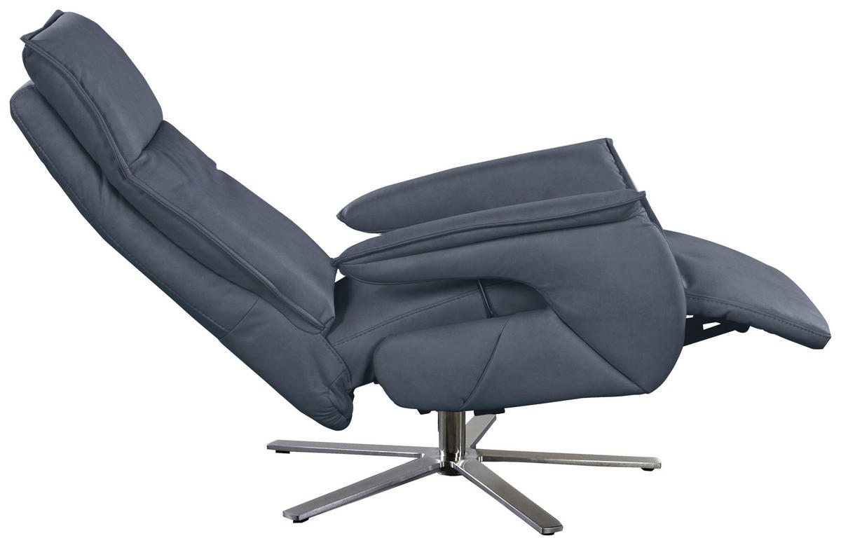 FERNSEHSESSEL in Blau, Grau  - Blau/Grau, Modern, Leder (77/116/80cm) - Livetastic