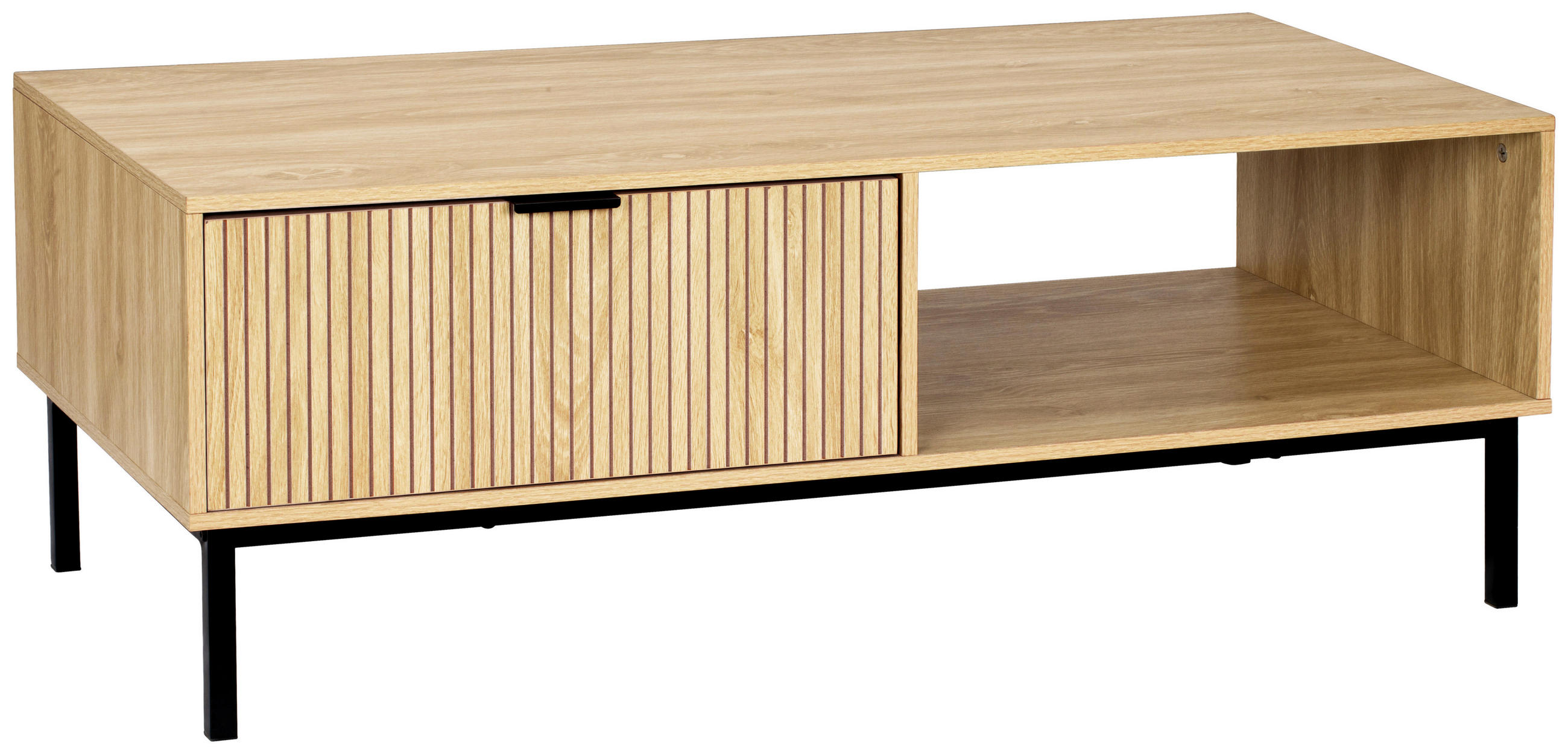 COUCHTISCH in Metall, Holzwerkstoff  - Schwarz/Naturfarben, Natur, Holzwerkstoff/Metall (110/40/50cm) - MID.YOU
