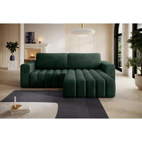 ECKSOFA BONETT in Samt Dunkelgrün  250/175 cm  - Dunkelgrün/Schwarz, Design, Kunststoff/Textil (250/175cm) - MID.YOU