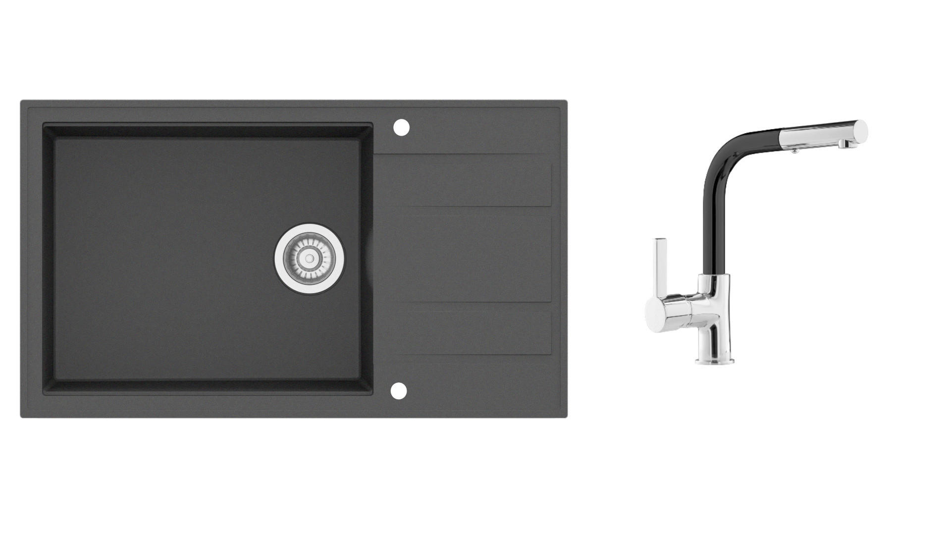 SET SUDOPERA I SLAVINE 86/50/20 cm - crna, Basics, kamen (86/50/20cm)