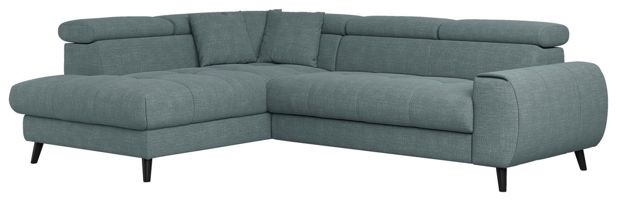 ECKSOFA in Flachgewebe Blau  - Blau/Schwarz, Design, Textil/Metall (195/246cm) - Livetastic